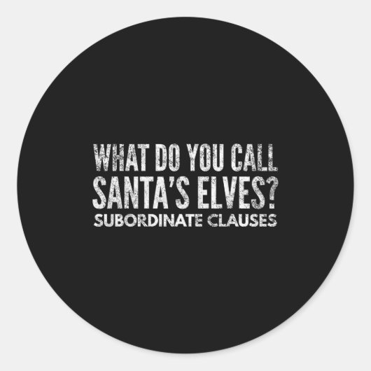 Grappige Englieacher over Grammatica en Kerstmis Ronde Sticker (Voorkant)