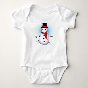 Grappige Enkele Sneeuwman met Zachte Blauwe Tint o Romper