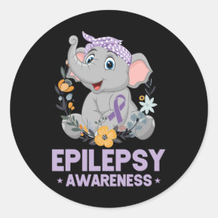 Grappige Epilepsie Bewustzijn Bloem Olifant Lint 1 Ronde Sticker