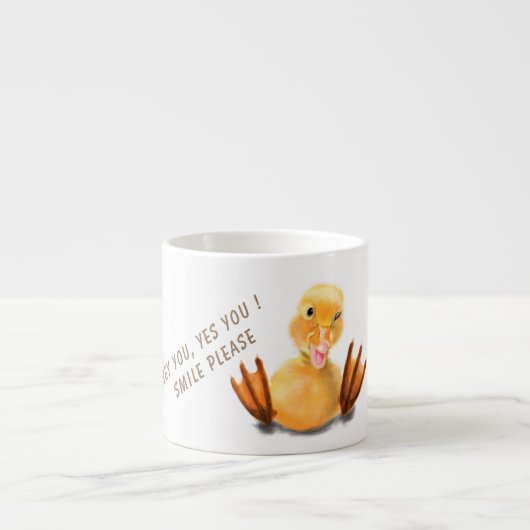 Grappige Espresso Cup met Happy Duck - Smile Espresso Kop (Voorkant)