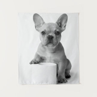 Grappige esthetische Franse Bulldog WC-papier Foto Wandkleed