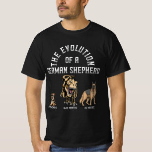 Grappige Evolutie Duitse Herder Dinosaurus Pet Dog T-shirt