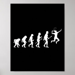 Grappige evolutie van een badmintonspeler vrouwen poster
