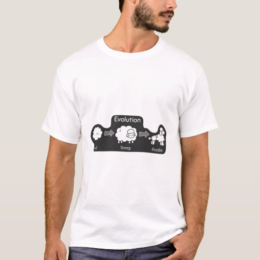 Grappige evolutie van witte wolk naar schapen en p t-shirt (Voorkant)