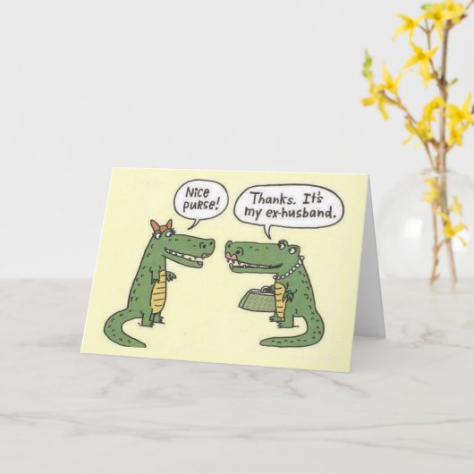 Grappige ex man alligator tas kaart (Gele Bloem)