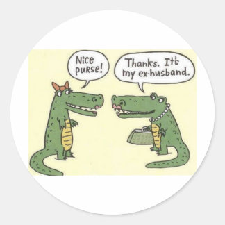 Grappige ex man alligator tas ronde sticker