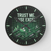 Grappige Excel wandklok voor handelaren en account Ronde Klok (Voorkant)