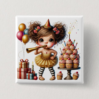 Grappige Excentrieke Kabouter Verjaardag Vierkante Button 5,1 Cm