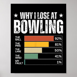 Grappige excuses voor bowlen poster