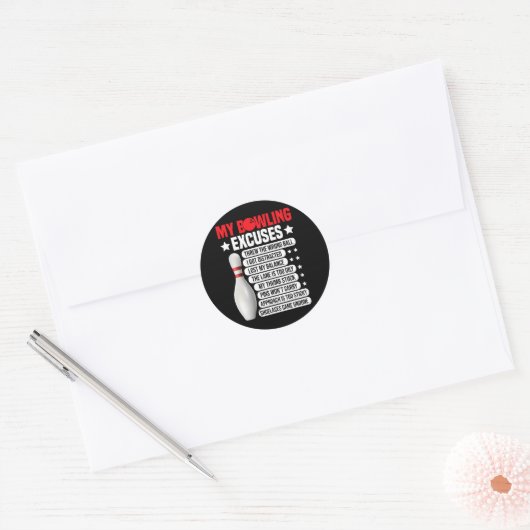 Grappige excuses voor Bowler 2 Ronde Sticker (Envelop)