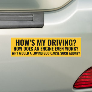 Grappige existentiële bumpersticker Hoe rij ik?