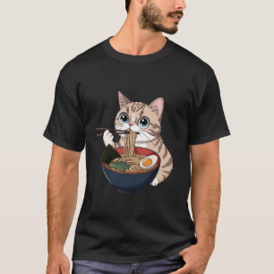 Grappige Exotische Korthaar Kat Eet Ramen Noedels T-shirt