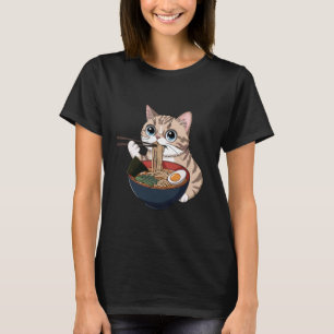 Grappige Exotische Korthaar Kat Eet Ramen Noedels T-shirt