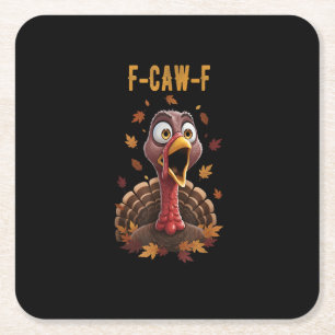Grappige F-Caw-F Kalkoenvogel F-Caw-F Grafisch Vierkante Kartonnen Onderzetter