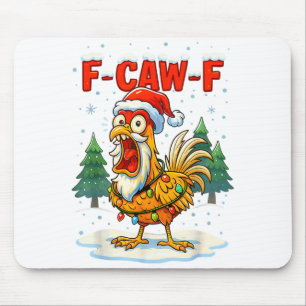 Grappige F-caw-f Kerstkip Xmas Lichtjes Kerstman Muismat
