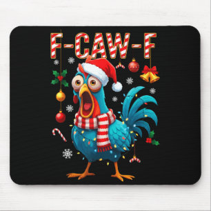 Grappige F-caw-f Kerstkip Xmas Lichtjes Kerstman  Muismat