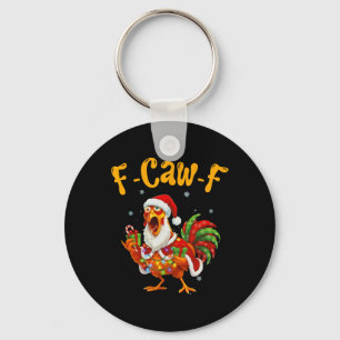 Grappige F-caw-f Kip Kerstmis Kerstman Hoed Fun  Sleutelhanger