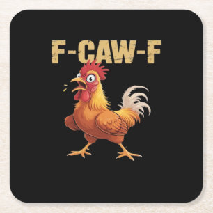 Grappige F-Caw-F Kip Retro Stijl Vierkante Kartonnen Onderzetter