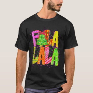 Grappige Fa La La Kokette Strik Geruite Kerst Tr T-shirt