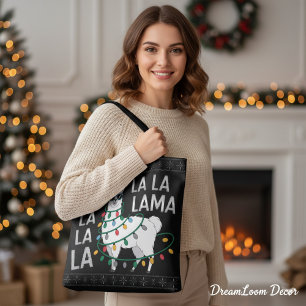 Grappige Fa La La Llama Kerstmis Zwarte Horrorswea Draagtas