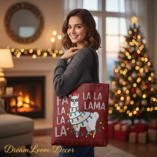Grappige Fa La La Llama Kerstverlichting Horrorswe Draagtas