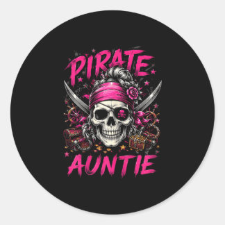 Grappige familie schedel piraat tante Jolly Roger Ronde Sticker