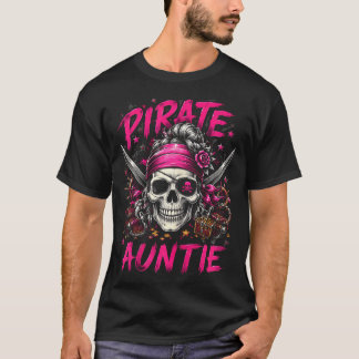 Grappige familie schedel piraat tante jolly roger t-shirt