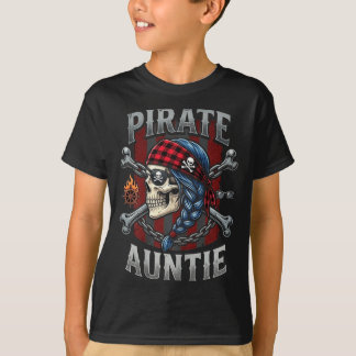Grappige familie schedel piraat tante jolly roger t-shirt
