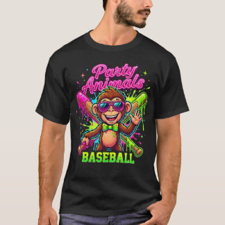 Grappige Feest Aap Vlinderdas Dieren Honkbal T-shirt