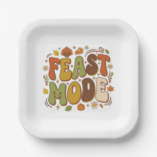 Grappige Feest Modus Retro Thanksgiving Papieren Bordje