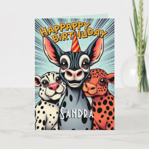Grappige feestbeesten Schattige Happy Birthday Kaart