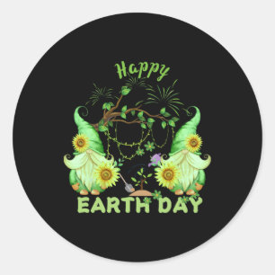 Grappige feestdag Earth Day Happy Gnomes Arbor Day Ronde Sticker