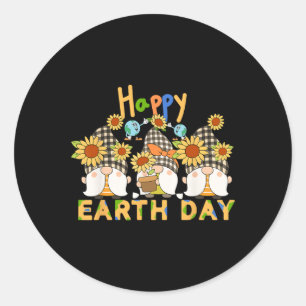 Grappige feestdag Earth Day Happy Gnomes Earth Day Ronde Sticker