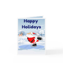 Grappige Feestdagen Kaart, Santa schaatsen, Humor