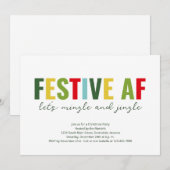 Grappige feestelijke AF Kerst Party uitnodiging (Voorkant / Achterkant)