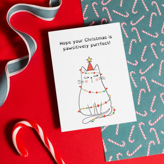 Grappige feestelijke kattenkerst kaart