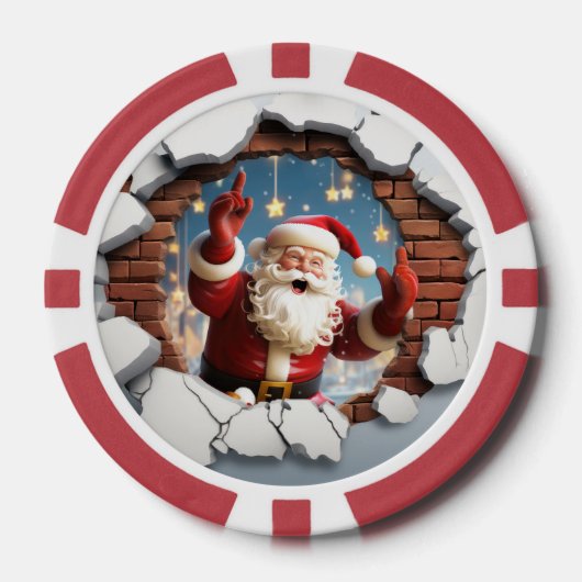 Grappige feestelijke kerstman tekst toevoegen poker chips (Voorkant)