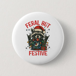 Grappige Feestelijke Maar Wilde Kerstman Wasbeer L Ronde Button 5,7 Cm