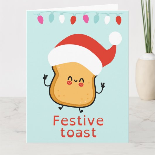 Grappige feestelijke toast kerst kaart (Voorkant)