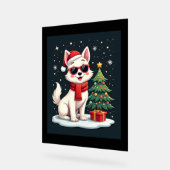 Grappige Feestelijke Zonnebril Hond met Kerstboom Acryl Bord (Hoek)