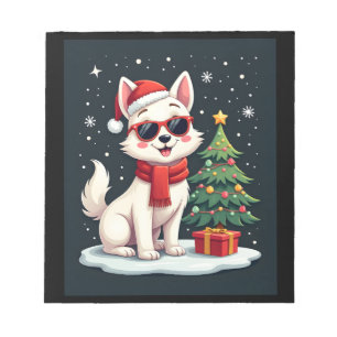 Grappige Feestelijke Zonnebril Hond met Kerstboom Notitieblok