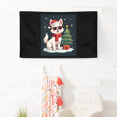Grappige Feestelijke Zonnebril Hond met Kerstboom Spandoek (Insitu)