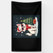 Grappige Feestelijke Zonnebril Hond met Kerstboom Spandoek (Verticaal)