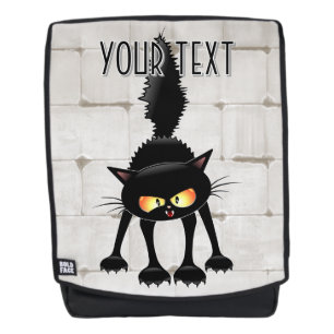 Grappige fel zwart kat cartoon  rugtassen