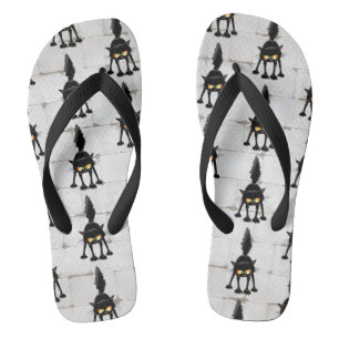 Grappige fel zwart kat cartoon  teenslippers