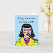 Grappige felicitaties voor je CPAP, retro vrouw Kaart (Gele Bloem)