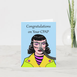 Grappige felicitaties voor je CPAP, retro vrouw Kaart