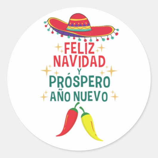 Grappige feliz navidad ronde sticker (Voorkant)