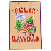 Grappige Feliz Navidad Schattigee kerstchili Medium Cadeauzakje (Voorkant)
