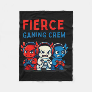 Grappige Felle Axolotl Gaming Crew Rood Wit Blauw Fleece Deken